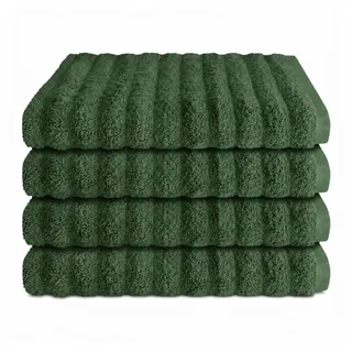 Schiesser Handtuchset Neapel - 4-teilig - 50x100 cm - Dunkelgrün , Textil , 50x100 cm , Heimtextilien, Badtextilien, Handtücher