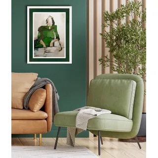 queence Bild mit Rahmen »Abstrakt, Frau, dunkelgrün« Bilder von Frauen   Frau   Kunst 1 Stk. tlg. Poster mit buntem Acrylglas Passepartout, grün