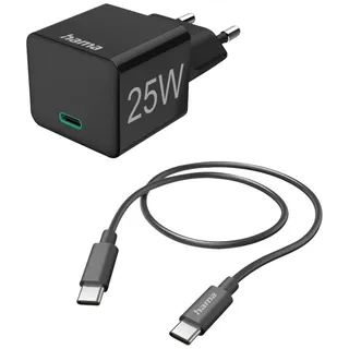 Hama Schnellladegerät mit Ladekabel USB-C Mini-Ladegerät PD 25 W 1,5 m SW