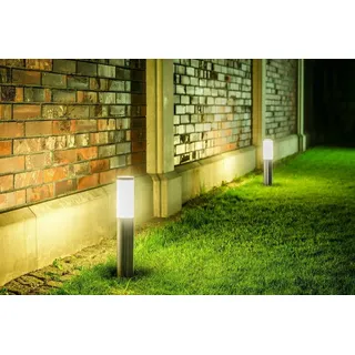GTV Lighting Gartenleuchte Pfosten Edelstahl 45 cm E27 IP44