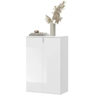 inn.furn Kommode, weiß Hochglanz, viel Stauraum 6 Fächer, Flurschrank Diele Flur 61 x 99 cm, SystemX