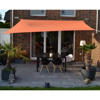 Floracord Vierecksonnensegel Terracotta 300 cm x 400 cm mit Regenschutz