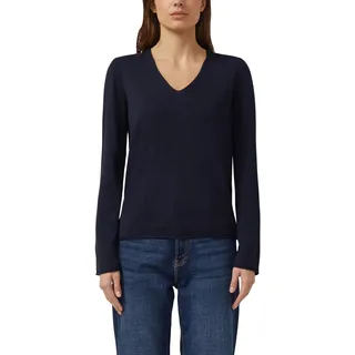 s.Oliver Feinstrickpullover mit V-Ausschnitt und Rollkante am Saum
