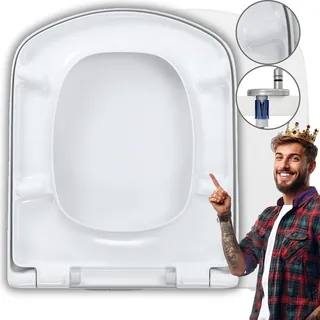WC-Sitz Für ROCA DAMA SENSO mit Absenkautomatik Toilettendeckel Antibakterieller Toilettensitz Klobrille Klositz Duroplast Softclose Quick-Release - Weiß