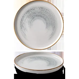 Churchill Super Vitrified Homespun Accents Flache Teller mit Steilrand, 26 cm, 6 Stück, Jasper Grau, rund