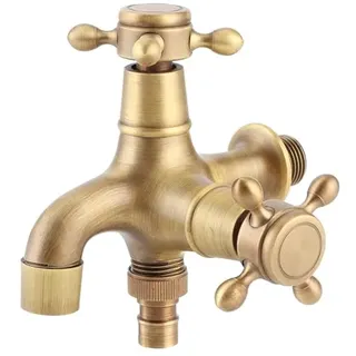 Vintage Wasserhahn Waschmaschine G1/2in Retro-Stil Wandmontage Einhand Doppel Heißer Kalter Steckdose Mop Pool für Küche Bad Outdoor Garten Waschbecken