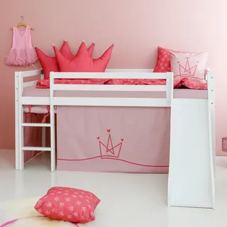 Hoppekids Hochbett Princess 101 x 208 cm Kiefer massiv weiß rosa