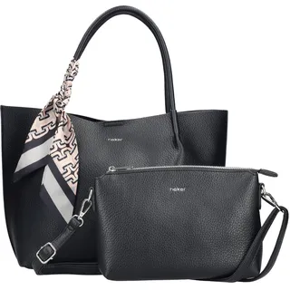 Shopper RIEKER, Damen, Gr. B/H/T: 30cm x 28cm x 8cm, schwarz, Lederimitat, Taschen Shopper, Set 2tlg.: Shopper und Innentasche mit abnehmbarem Schultergurt
