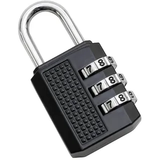 HMF 3506-02 Zahlenschloss Vorhängeschloss | 3-Stellig | 5 x 3 x 1 cm | Schwarz