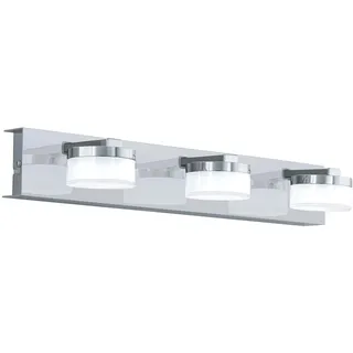 EGLO LED Wandlampe Romendo 1, 3 flammige Wandleuchte Bad dimmbar, Badezimmer Lampe aus Metall in Chrom und satiniertem Kunststoff, LED Feuchtraumleuchte warmweiß, IP44