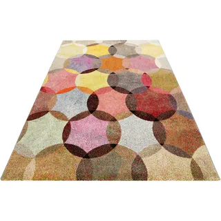 Teppich ESPRIT "Modernina ESP-3378" Gr. 3, bunt (bunt, rot), B:120cm H:13mm L:170cm, Kunstfaser, Teppiche, Teppich, weicher Kurzflor in modernem Design, Wohnzimmer, Schlafzimmer, bunt