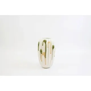 Ambia Home Vase , Weiß, Beige, Smaragdgrün , Keramik , rund , 28 cm , Made in Europe , handgemacht, zum Stellen, auch für frische Blumen geeignet , Dekoration, Vasen, Keramikvasen