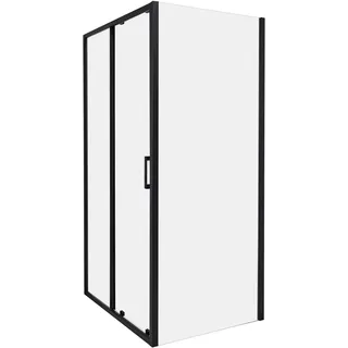 Beliani Duschkabine mit Schiebetür 100 x 185 cm Schwarz/Sicherheitsglas Duschabtrennung