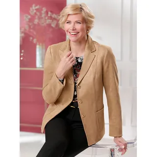 Jackenblazer CLASSIC "Lederimitat-Blazer", Damen, Gr. 48, braun (camel), 90% Polyester, 10% Elasthan, Blazer Jackenblazer