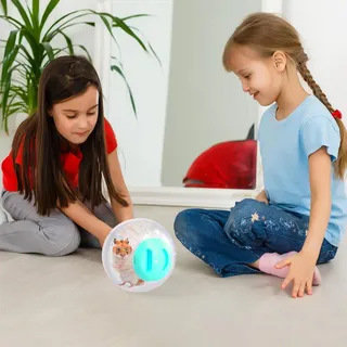 Hamsterbälle - Set von 2 Laufbällen mit 14,5 cm für kleine Tiere - Transparente Übungsbälle für Hamster und Zwerghamster (blau rosa)