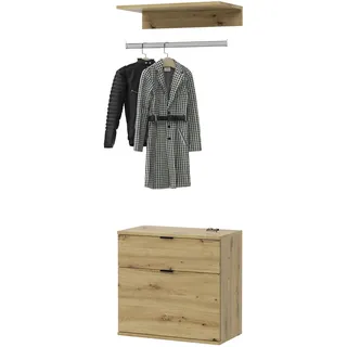 inn.furn Garderobe Set 3-teilig Line-Up Eiche