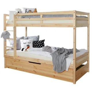 TICAA Etagenbett Finn 90 x 200 cm Kiefer massiv natur