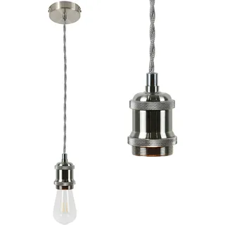 ZMH Hängelampe E27 Hängende Vintage Lampenfassung Silber Hängesockel Strip 1.3M Wire Pendelleuchte für Wohnzimmer Restaurant Bar Weinkeller
