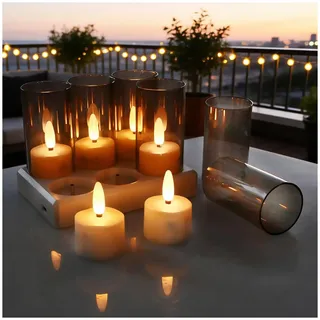 LED Teelichter Wiederaufladbar mit Fernbedienung, Timer & Ladestation by MMOBIEL – 6 Stück USB Flammenlose Aufladbare Teelichter Kerzen für Zuhause, Tisch, Hochzeit & Weihnachtsdeko
