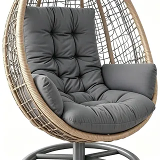Hängesessel Kissen Outdoor Dicke Polsterung - Polster für Hängesessel Wasserabweisend Waschbar - Sitzkissen Hängesessel Groß Weich - Papasan Kissen Bequem für Balkon Garten Lounge (Dunkelgrau)