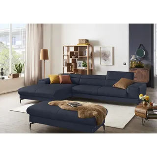 W.Schillig Eckcouch Leder 3-Sitzer Blau