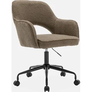 sweeek - Bürostuhl mit Rollen und Bouclé-Bezug - Taupe - Taupe