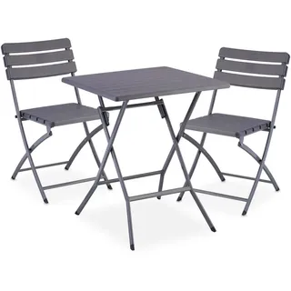 Relaxdays Balkonmöbel Set 3-tlg. Grau