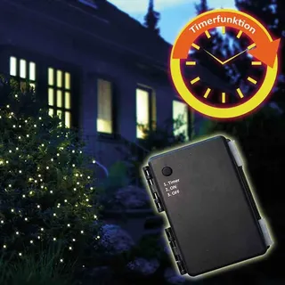 FHS International FHS LED-Batterie-Netz außen 160er 3,2 x 1,5 m mit Timer für 3 x AA