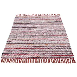 carpetfine Kelim Chindi, rot, 200x250 cm | Moderner Teppich für Wohn- und Schlafzimmer