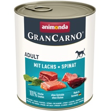 animonda GranCarno Adult Hundefutter nass, Nassfutter für erwachsene Hunde, mit Lachs + Spinat 6 x 800g