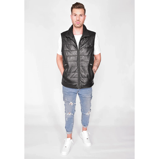Lederweste JCC "Lederweste 3102179", Herren, Gr. 50, schwarz, Obermaterial: 100% Lammnappaleder LANA. Futter: 100% Polyester PES., Westen Lederweste