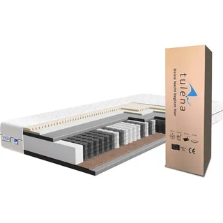 TULENA NOX Taschenfederkern Matratze 140 x 200 cm, Comfort Plus mit Latex und Memoryschaum  - Bezug waschbar - H3 / H4