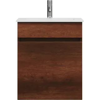 burgbad Lin20 Mineralguss-Waschtisch Weiß Glänzend inklusive Waschtischunterschrank, 1 Blende, 1 Auszug, 520x365x612mm, SGQZ052F5359C0001, Farbe: Eiche Dekor Rost
