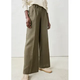 Bundfaltenhose BONPRIX, Damen, Gr. 46, N-Gr, grün (dunkeloliv), Obermaterial: 100% Leinen, loose fit, Hosen Bundfaltenhose, aus Leinen, strapazierfähiges Material, Loose Fit, mit Knittereffekt