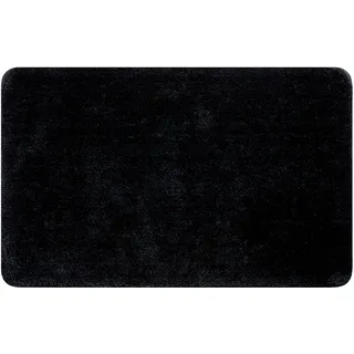 Spirella Badteppich Badematte Duschvorleger Hochflor | flauschig | rutschhemmend | geeignet für Fußbodenheizung | 50x80 cm | Schwarz, Black, 50 x 80 cm