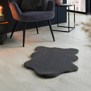 my home Fellteppich »Lugano« fellförmig 30 mm Höhe Kunstfell, Uni Farben, weich & kuschelig, auch als 2er Set erhältlich, schwarz