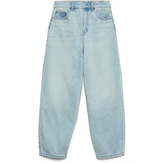 Vero Moda Mom-Jeans VERO MODA "VMBILLIE HR BARREL ANK JEANS LI3146 NOOS", Damen, Gr. 32, Länge 32, light blau denim, Denim/Jeans, Obermaterial: 100% Baumwolle, unifarben, oversize normal, Jeans Mom-Jeans