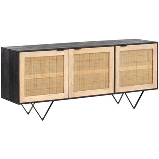 MID.YOU Sideboard Schwarz, Hellbraun, - 175x75x45 cm,