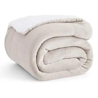 BEDSURE Kuscheldecke - Warm Sherpa Wolldecke & Sofadecke, Flauschig Sofaüberwurf Decke, Dicke Couchdecke, Fleecedecke, Flauschige Wohndecke für Couch, Beige, 150x200 cm, XL