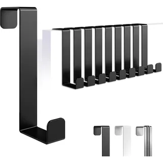 4happy Türhaken zum Einhängen, 10er-Set, Fb. Schwarz - Rostfreie, formstabile Haken zum Einhängen als einzelne Kleiderhaken Tür oder als Türhakenleiste, Türgarderobe