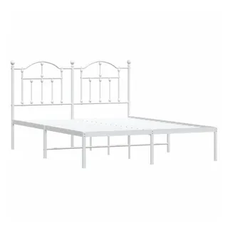 vidaXL Bettgestell mit Kopfteil Metall Weiß 140x200 cm