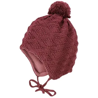 Strickmütze MAXIMO, Jungen, Gr. 49, rosa (rosewood), Strick, Wolle, unifarben, Mützen Strickmütze, Wolle, gefüttert, zum Binden, mit Bommel