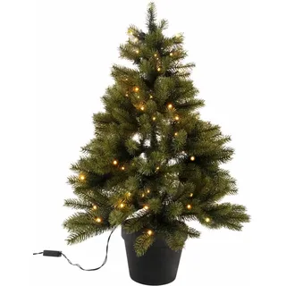 Creativ deco Künstlicher Weihnachtsbaum »Weihnachtsdeko, künstlicher Christbaum, Tannenbaum« mit schwarzem Kunststoff-Topf und LED-Lichterkette, batteriebetrieben, grün