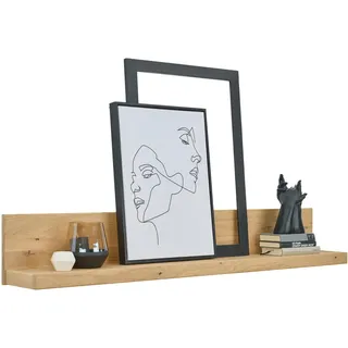 Linea Natura Wandboard , Eichefarben , Holz , Kerneiche , furniert, massiv , 154x24x24 cm , Holzmöbel, Wohnwände Holz, Wohnwand Serien Holz