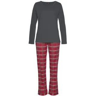 H.I.S. H.I.S Damen Pyjama braun/rot-kariert Gr.34