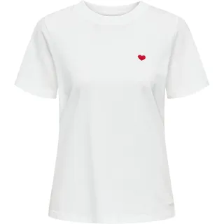 Jdy Jdypisa S/S Print Top JRS Noos T-Shirt, Cloud Dancer/Detail:Bittersweet heart), S, EU