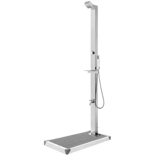 vidaXL Gartendusche mit Grauer Bodenplatte 225 cm Edelstahl - Grau