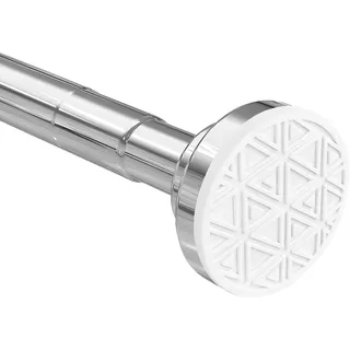 Foeska Teleskopstange Siler Duschvorhangstange ohne Bohren aus Edelstahl ausziehbare Kleiderstange durch Drehen verstellbar, sicherer Halt für Dusche und Badewanne (Silber, 50-130cm)