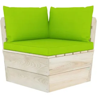 vidaXL Garten-Paletten-Ecksofa mit Kissen Imprägniertes Fichtenholz - Grün
