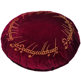 Elbenwald Herr der Ringe Kissen Der Eine Ring Motiv Stickerei rund Ø 43 cm Samt rot